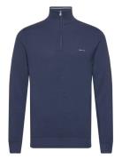 Cotton Pique Halfzip Tops Knitwear Half Zip Jumpers Navy GANT