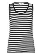 2X2 Cotton Stripe Amour Tank Top Tops T-shirts & Tops Sleeveless Black...