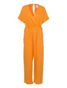 Slfgulia Ss Wrap Jumpsuit B Bottoms Jumpsuits Orange Selected Femme
