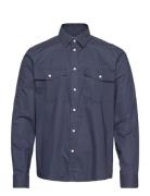 Lincoln Ripstop Shirt Tops Shirts Casual Navy Les Deux