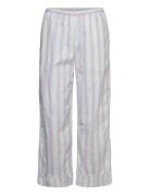 Ganni Stripe Seersucker Elasticated Mid Waist Pants Grön