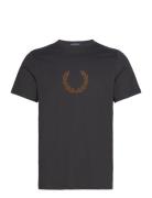 Flocked Laurel W Gra Tee Tops T-shirts Short-sleeved Grey Fred Perry