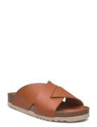 Sl Vivian Pu Leather Platta Sandaler Brown Scholl