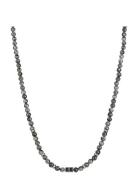 Beads Necklace 6Mm Halsband Smycken Grey Edd.