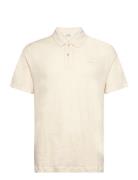 Duke Linen Polo Ss Tops Polos Short-sleeved Cream Gabba