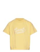 D2. Script Ss T-Shirt Tops T-shirts Short-sleeved Yellow GANT
