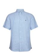 Douglas Bd Linen Shirt Ss Designers Shirts Short-sleeved Blue Morris