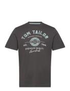 T-Shirt With Logo Print Tops T-shirts Short-sleeved Grey Tom Tailor