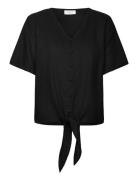 Fqlava-Blouse Tops Blouses Short-sleeved Black FREE/QUENT