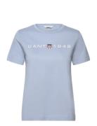 Reg Printed Graphic T-Shirt Tops T-shirts & Tops Short-sleeved Blue GA...