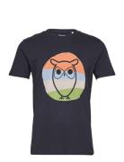 Knowledge Cotton Apparel Alder Colored Owl Tee - Gots/Vegan Blå