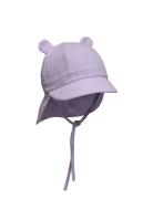 Summer Hat Ears Muslin Solhatt Purple Huttelihut