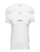 Mens Knit 2Pack T-Sh Tops T-shirts Short-sleeved White Emporio Armani