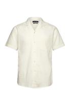 Bowling Cotton Linen Shirt S/S Tops Shirts Short-sleeved Cream Clean C...