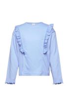 Lindex Top Long Sleeve Flounce Blå