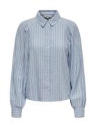 Onlcaro L/S Linen Bl Puff Shirt Cc Pnt Tops Shirts Long-sleeved Blue O...