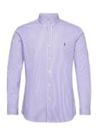 Slim Fit Striped Stretch Poplin Shirt Tops Shirts Casual Purple Polo R...