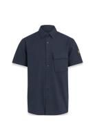 Scale Short Sleeve Shirt Designers Shirts Short-sleeved Navy Belstaff