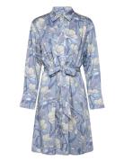 Rel Magnolia Print Shirt Dress Kort Klänning Blue GANT