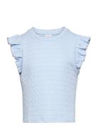 Top With Flounce Sleeve Tops T-shirts Sleeveless Blue Lindex