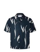 Selected Homme Slhrelax-Rajesh Shirt Ss Aop Marinblå