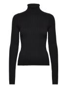 Turtleneck Ribbed Sweater Tops Knitwear Turtleneck Black Mango