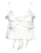 Marsella Ruffle Cami Tops Blouses Sleeveless White Bardot