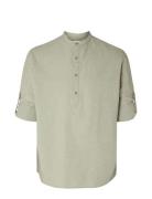 Selected Homme Slhregnew-Linen Shirt Tunic Ls Band Grön