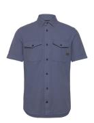 Marine Slim Shirt S\S Tops Shirts Short-sleeved Blue G-Star RAW