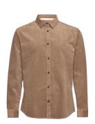 Akleif Corduroy Shirt Tops Shirts Casual Beige Anerkjendt