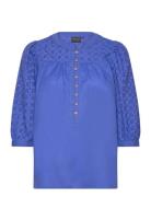 Blouse-Woven Tops Blouses Long-sleeved Blue Brandtex