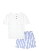 Striped Cotton Short Pyjamas Pyjamas Set Blue Mango