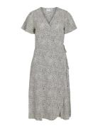 Vilovie S/S Wrap Midi Dress/Su - Noos Knälång Klänning Beige Vila