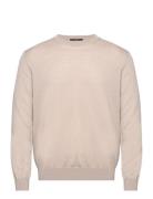 Merino Wool Washable Sweater Tops Knitwear Round Necks Beige Mango