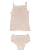 Strap Top And Underpants Striped Underkläderset Pink Copenhagen Colors