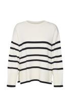 Vmsaba Ls O-Neck Stripe Pullover Ga Noos Tops Knitwear Jumpers Cream V...