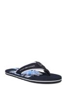 Hilfiger Palm Print Beach Sandal Flip Flops Sandaler Blue Tommy Hilfig...