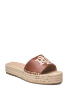 Polly Burnished Leather Espadrille Sandaletter Expadrilles Låga Brown ...