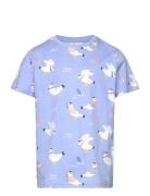 Top Ss Seagull Aop Tops T-shirts Short-sleeved Blue Lindex