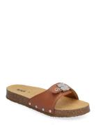 Sl Pescura Margot Leather Platta Sandaler Brown Scholl