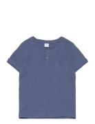 Top Ss Essentials W Placket Tops T-shirts Short-sleeved Blue Lindex