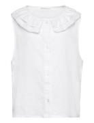 Button Linen-Blend Blouse Tops Blouses & Tunics White Mango