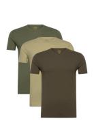 Slim Crewneck 3-Pack Tops T-shirts Short-sleeved Green Polo Ralph Laur...