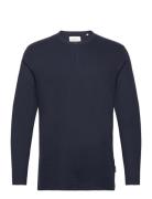 Structured L Tops T-shirts Long-sleeved Navy Tom Tailor