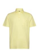 Classic Fit Cotton-Linen Polo Shirt Tops Polos Short-sleeved Yellow Po...