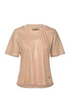 MOS MOSH Casa V-Ss Foil Tee Beige