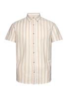 Jjjoshua Oxford Stripe Shirt Ss Tops Shirts Short-sleeved Beige Jack &...