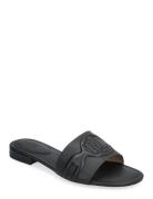 Alegra Iii Leather Slide Sandal Platta Sandaler Black Lauren Ralph Lau...