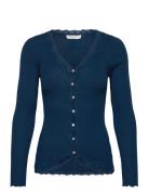 Rwbabette Ls V-Neck Regular Lace Ca Tops Knitwear Cardigans Blue Rosem...