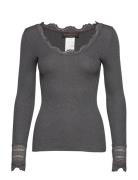 Rosemunde Rwbenita Ls O-Neck Lace Top Grå